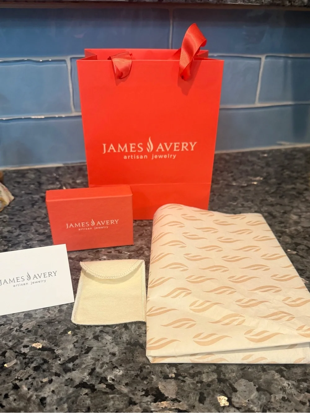 James Avery Orange-Red Gift Bag and Jewelry Box Set
